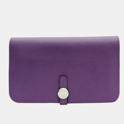 Hermes Purple Leather Dogon Wallet - Hermes - Modalova