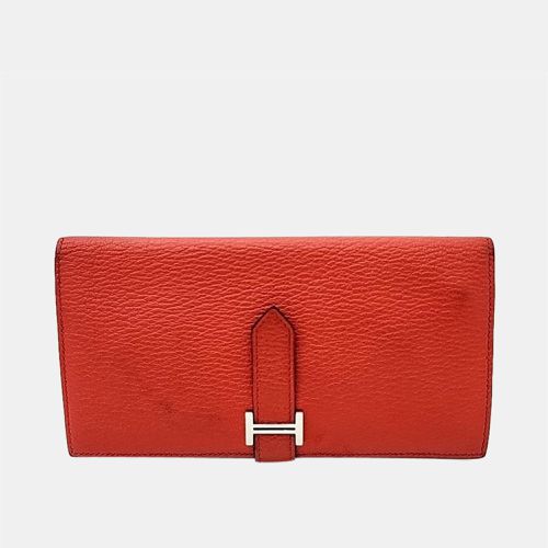 Orange Leather Bearn Wallet - Hermes - Modalova