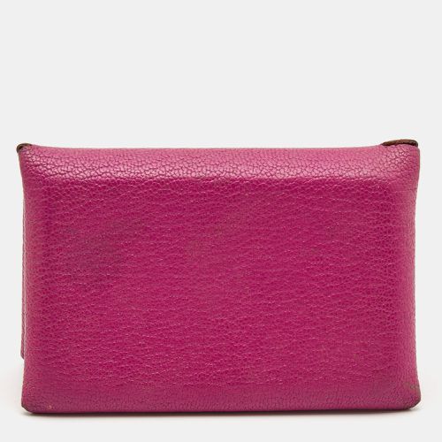 Cyclamen Chevre Mysore Leather Calvi Card Holder - Hermes - Modalova