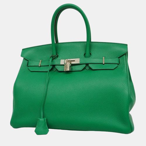 Vert Vertigo Fonce Taurillon Clemence Birkin Verso Stamp Handbag - Hermes - Modalova