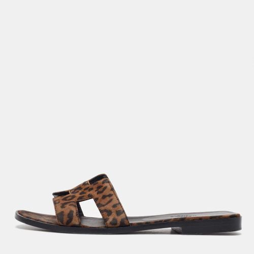 Suede Leopard Print Oran Flat Sandals Size 38 - Hermes - Modalova