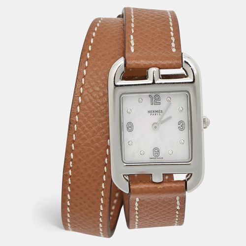 Mother Of Pearl Diamond Leather Cape Cod CC1.210c Women's Wristwatch 23 mm - Hermes - Modalova