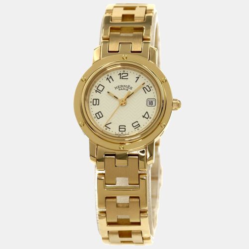 Yellow Gold Plated Stainless Steel Clipper CL4.285 Women's Wristwatch 24 mm - Hermes - Modalova