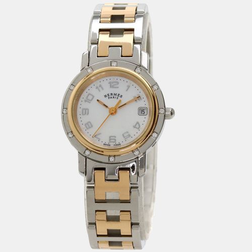 MOP Yellow Gold Plated Stainless Steel Clipper CL4.222 Women's Wristwatch 24 mm - Hermes - Modalova