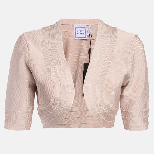 Bare Knit Front Open Cropped Jacket M - Herve Leger - Modalova