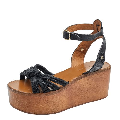 Jute And Leather Knotted Wedge Platform Ankle Strap Sandals Size 36 - Isabel Marant - Modalova