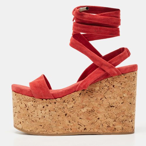 Red Suede Wedge Ankle Strap Sandals Size 37 - Isabel Marant - Modalova