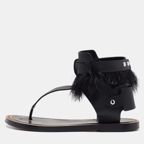 Leather And Feather Trim T-Strap Sandals Size 38 - Isabel Marant - Modalova