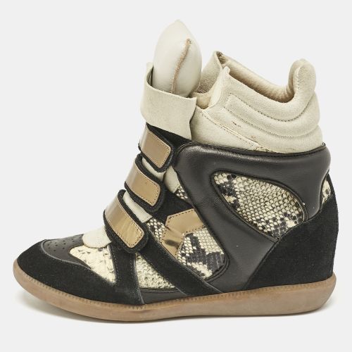 Python Embossed Leather and Suede Bekett Wedge Sneakers Size 40 - Isabel Marant - Modalova