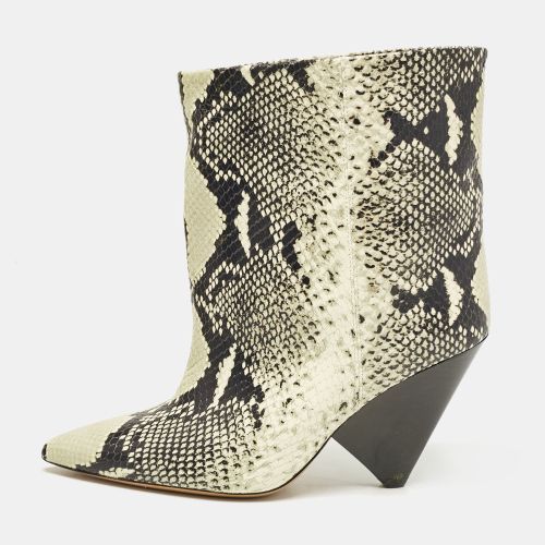 Beige Snakeskin Embossed Leather Miyako Ankle Boots Size 37 - Isabel Marant - Modalova