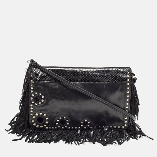 Snakeskin and Leather Studded Fringe Shoulder Bag - Jimmy Choo - Modalova