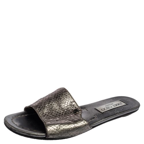 Snakeskin Leather Nanda Flat Slide Sandals Size 36 - Jimmy Choo - Modalova