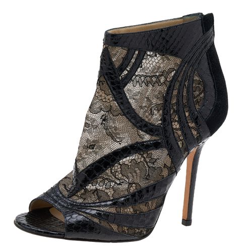 Snakeskin and Lace Peep Toe Booties Size 37.5 - Jimmy Choo - Modalova