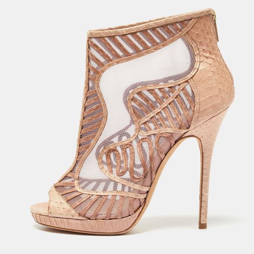 Python and Mesh Open Toe Platform Ankle Booties Size 39 - Jimmy Choo - Modalova