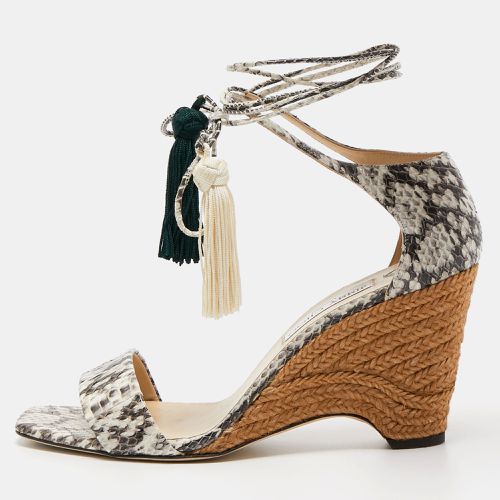 Brown/ Python Leather Wedge Sandals Size 40.5 - Jimmy Choo - Modalova