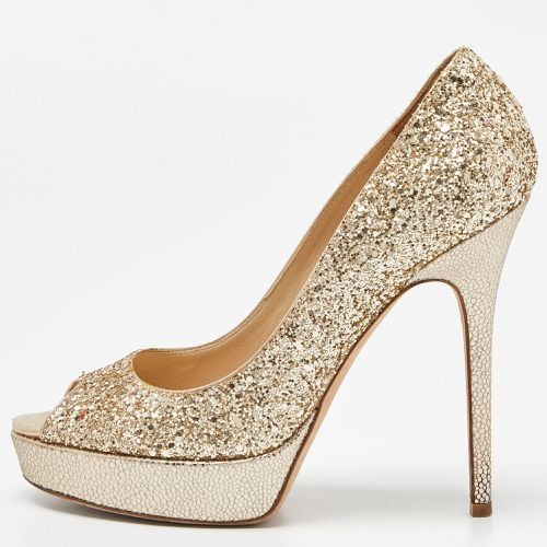 Glitter Dahlia Platform Peep Toe Pumps Size 38 - Jimmy Choo - Modalova