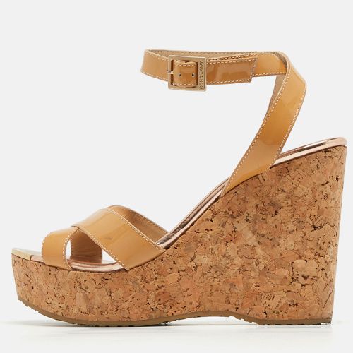 Patent Leather Papyrus Cork Wedge Sandals Size 38.5 - Jimmy Choo - Modalova