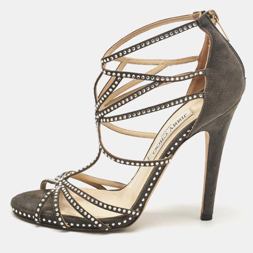 Suede Crystal Embellished Strappy Sandals Size 38.5 - Jimmy Choo - Modalova