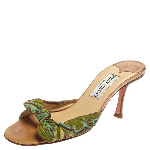 Printed Satin Knot Slide Sandals Size 38 - Jimmy Choo - Modalova