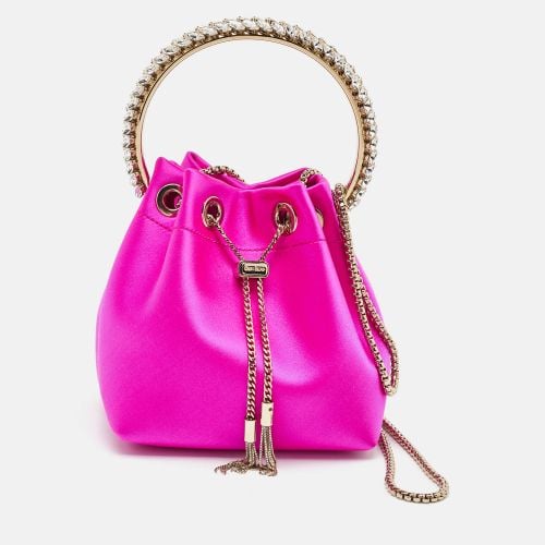 Fuchsia Satin Bon Bon Crystal Embellished Bucket Bag - Jimmy Choo - Modalova