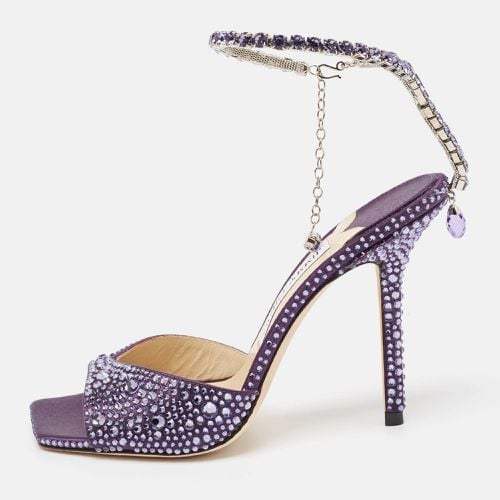 Satin Crystal Embellished Saeda Sandals Size 37 - Jimmy Choo - Modalova