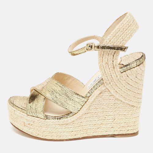 Lizard Embossed Leather Dellena Wedge Sandals Size 38.5 - Jimmy Choo - Modalova