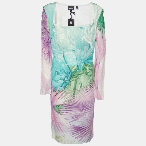 Tropical Print Jersey Off-Shoulder Dress XL - Just Cavalli - Modalova