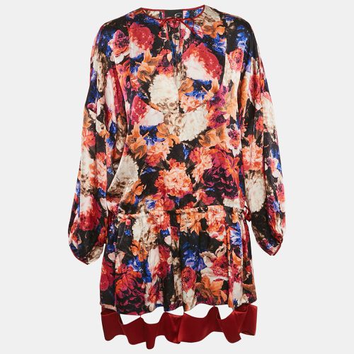 Silk Satin Floral Print Oversized Mini Dress M - Just Cavalli - Modalova