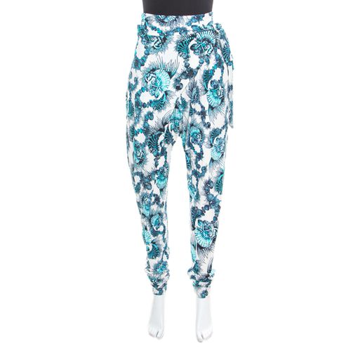 And Blue Shell Printed Draped Tie Detail Pants M - Just Cavalli - Modalova