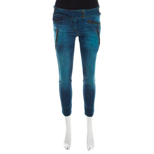 Indigo Pigment Overdyed Denim Zipper Detail Tapered Jeans S - Just Cavalli - Modalova