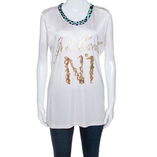 Pale Logo Print Jersey Oversized Sleeveless Top S - Just Cavalli - Modalova