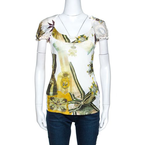 Printed Silk Neck Tie Detail Top M - Just Cavalli - Modalova