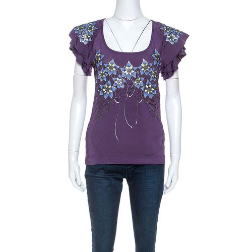 Stretch jersey Floral Embossed Detail Top M - Just Cavalli - Modalova