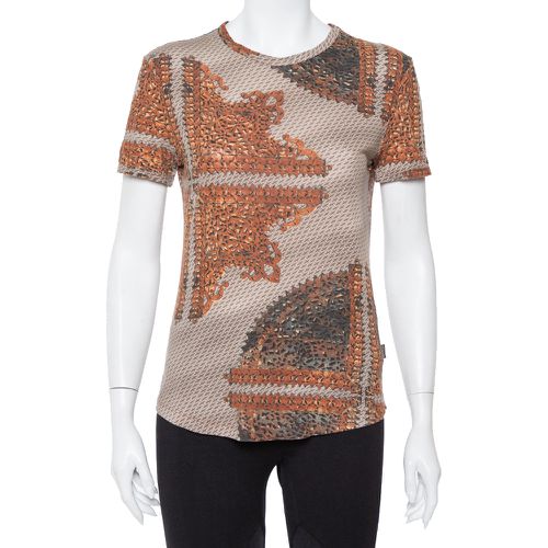 Brown & Printed Knit Short Sleeve Top L - Just Cavalli - Modalova