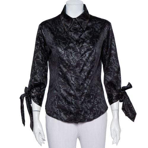 Printed Satin Sleeve Tie Detail Shirt M - Just Cavalli - Modalova