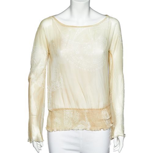 Pale Printed Crepe Elasticized Hem Blouse M - Just Cavalli - Modalova