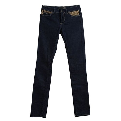 Indigo Dark Wash Denim Studded Skinny Jeans S - Just Cavalli - Modalova