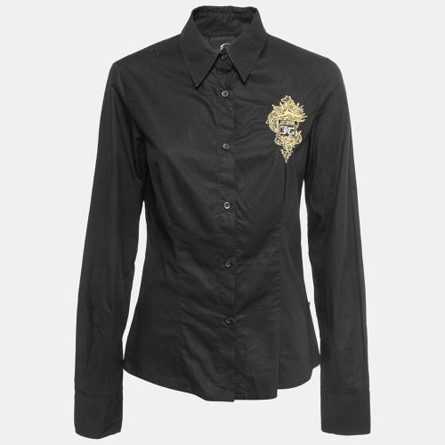 Cotton Logo Crest Embroidered Shirt M - Just Cavalli - Modalova