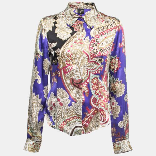 Printed Silk Button Front Shirt M - Just Cavalli - Modalova