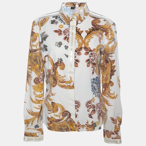 Floral Printed Cotton Button Front Shirt L - Just Cavalli - Modalova