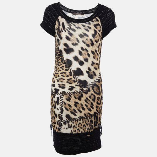 Animal printed Jersey & Wool Knit Ruched Mini Dress S - Roberto Cavalli - Modalova