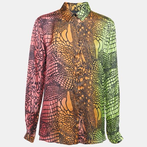 Reptile Printed Cotton Shirt L - Just Cavalli - Modalova