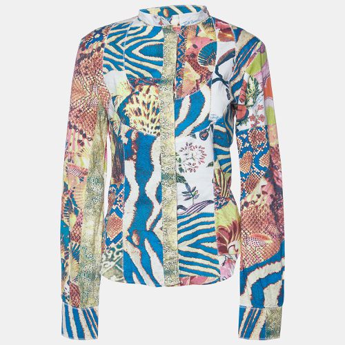 Patchwork Printed Cotton Button Front Shirt M - Just Cavalli - Modalova