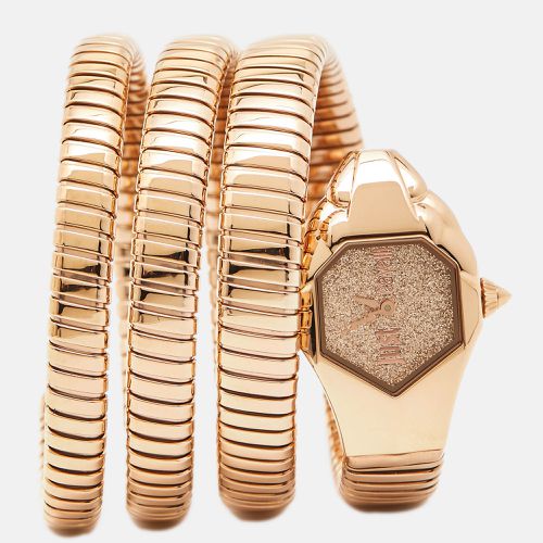 Glittered Champagne Rose Plated Stainless Steel Glam Chic JC1L115M0035 Women's Wristwatch 22 mm - Just Cavalli - Modalova