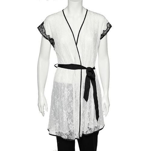 Monochrome Lace Nightwear Wrap Dress M - Oscar de la Renta - Modalova