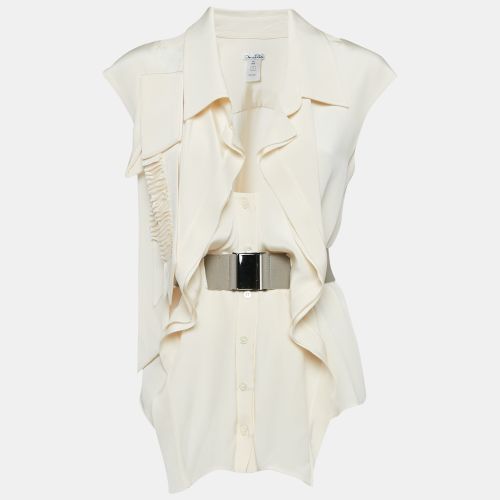 Silk Belted Sleeveless Blouse M - Oscar de la Renta - Modalova