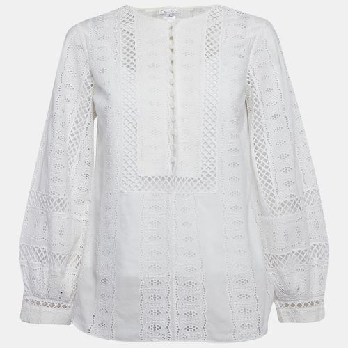 Broderie Anglaise Long Sleeve Blouse M - Oscar de la Renta - Modalova