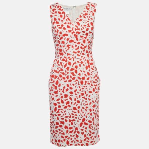 Red Floral Print Cotton Sleeveless Short Dress S - Oscar de la Renta - Modalova