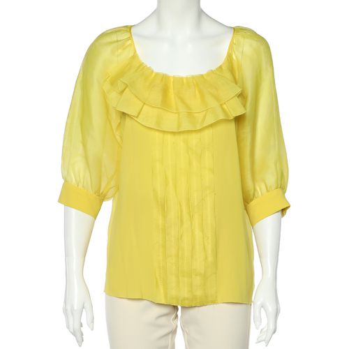 Silk Organza Ruffle Detail Sheer Top L - Oscar de la Renta - Modalova