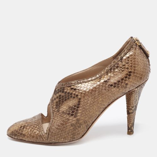 Btown/Gold Python Booties Size 40.5 - Oscar de la Renta - Modalova